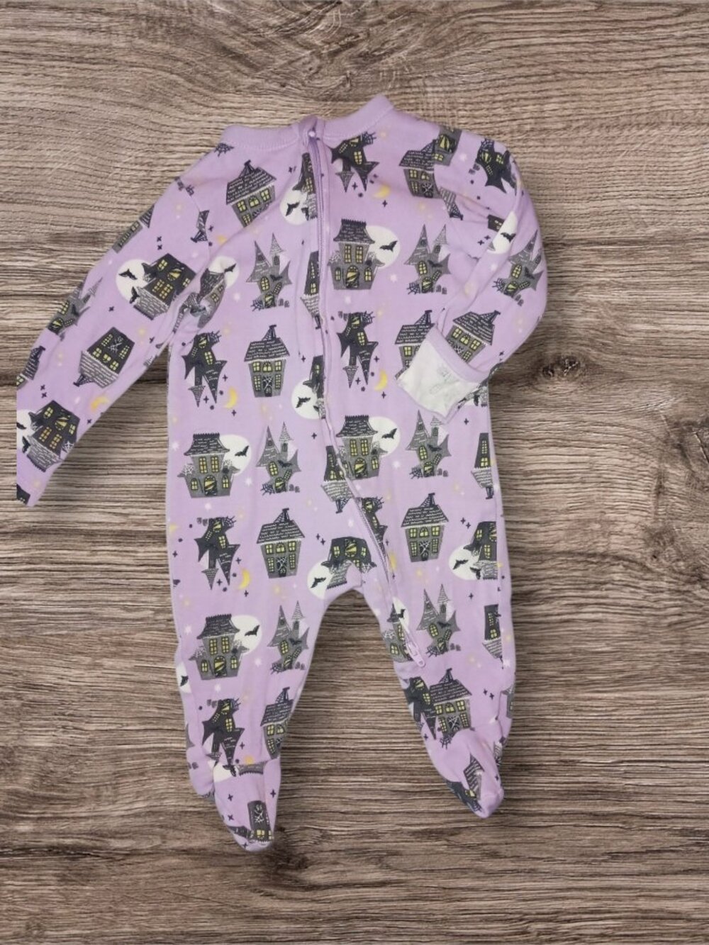 Old Navy Footed Sleeper 3-6 Months Purple Halloween Haunted House 2-Way Zipper